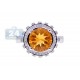 14K White Gold 3.08 ct Round Citrine Diamond Cocktail Ring