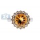 14K White Gold 3.22 ct Yellow Citrine Fancy Diamond Cocktail Ring
