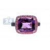 14K White Gold 5.13 ct Amethyst Sapphire Halo Womens Cocktail Ring