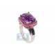 14K White Gold 5.13 ct Amethyst Sapphire Halo Cocktail Ring