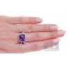 14K White Gold 5.13 ct Amethyst Sapphire Halo Womens Cocktail Ring