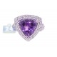 14K White Gold 4.89 ct Triagle Amethyst Diamond Cocktail Ring 