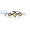 925 Sterling Silver 0.29 ct 3 Stone Green Peridot Womens Ring
