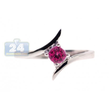 925 Sterling Silver 0.35 ct Pink Topaz Womens Bypass Ring