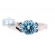925 Sterling Silver 3 ct Blue Topaz Solitaire Womens Woven Ring