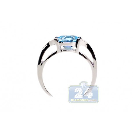 Woven 3 ct Blue Topaz Solitaire Womens Ring 925 Sterling Silver