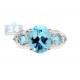 925 Sterling Silver 4.31 ct Blue Topaz Multi Stone Womens Ring