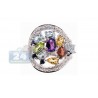 925 Sterling Silver 3.29 ct Multi Colored Gemstone Womens Ring