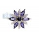 925 Sterling Silver 1.42 ct Iolite Topaz Womens Flower Ring