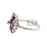 925 Sterling Silver 1.42 ct Iolite Topaz Womens Flower Ring