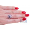 925 Sterling Silver 1.42 ct Iolite Topaz Womens Flower Ring