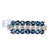 925 Sterling Silver 3 Row Blue White Topaz Womens Band Ring