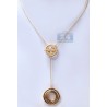 Womens Diamond Circle Y Shape Necklace 14K Yellow Gold 0.60ct