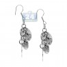925 Sterling Silver Hammered 3 Disc Womens Drop Earrings 2.75"