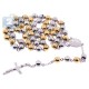 Two Tone Stainless Steel Mens Rosary Necklace 22 1/2 Inches