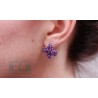 Womens Amethyst Flower Stud Earrings 925 Sterling Silver 9.80 ct