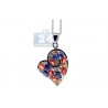 Sterling Silver 3.03 ct Gemstone Heart Pendant Womens Necklace
