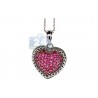 Womens Ruby Heart Pendant Necklace Sterling Silver 1.74ct 18"