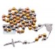 Three Tone Stainless Steel Mens Rosary Necklace 22 3/8 Inches