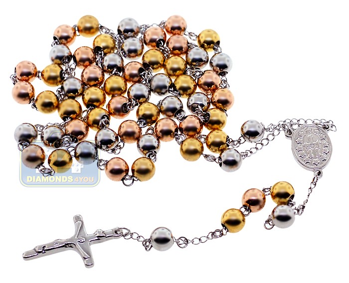 316L stainless steel rosary beads 3 mm Our Lady of Miracles | online sales  on HOLYART.co.uk