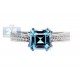 925 Sterling Silver Asscher Blue Topaz Solitaire Womens Ring