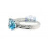 925 Sterling Silver 2.16 ct Asscher Blue Topaz Solitaire Womens Ring
