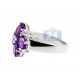 925 Sterling Silver Purple Amethyst White Topaz Flower Ring