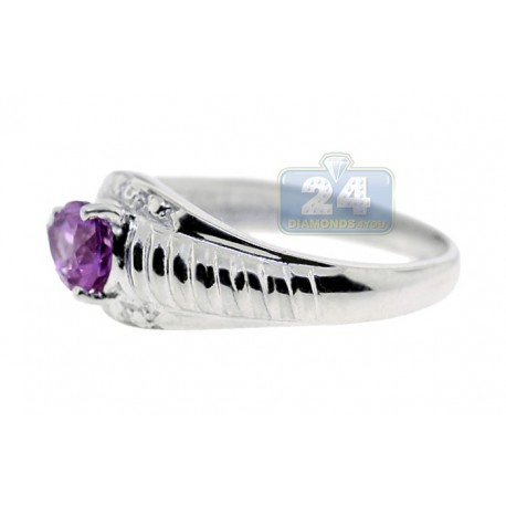 925 Sterling Silver 1.64 ct Purple Amethyst Solitaire Womens Ring