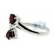 925 Sterling Silver 1.00 ct Garnet Double Heart Womens Ring