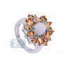 925 Sterling Silver 2.70 ct White Opal Yellow Citrine Flower Ring