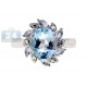 925 Sterling Silver 2.68 ct Blue Topaz Womens Flower Ring