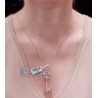 Womens Diamond Vintage Love Key Pendant 14K White Gold 1.22ct