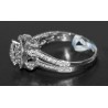 14K White Gold 1.35 ct Diamond Cluster Womens Antique Engagement Ring