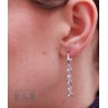 Womens Diamond Halo Dangle Earrings 18K White Gold 0.59 Carat