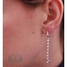 Womens Round Diamond Halo Drop Earrings 18K White Gold 1.04 ct