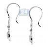Womens Diamond Dangle Hook Earrings 14K White Gold 1.36 Carat