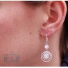 Womens Diamond Hook Round Drop Earrings 14K White Gold 2.35 ct