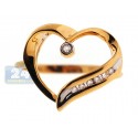 14K Yellow Gold 0.07 ct Diamond Open Heart Womens Ring
