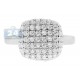 14K White Gold 0.95 ct Diamond Womens Square Puff Ring