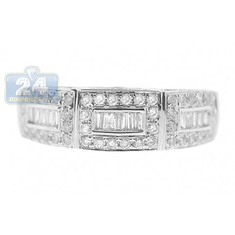 14K White Gold Mixed Baguette Diamond Womens Vintage Ring