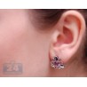 Womens Purple Amethyst Stud Earrings Sterling Silver 1.80 ct