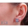 Sterling Silver 1.0 ct Blue Topaz Womens Rectangle Stud Earrings
