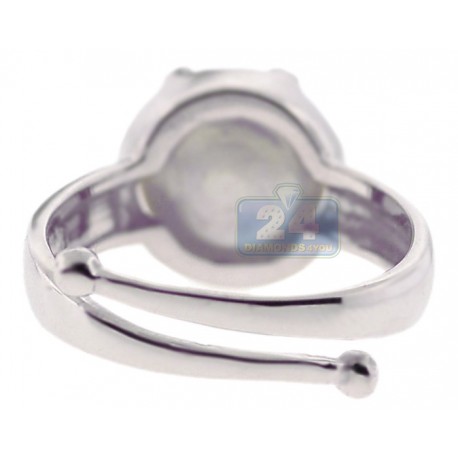 925 Sterling Silver Pearl Solitaire Womens Adjustable Ring