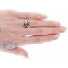 925 Sterling Silver 2.80 ct Red Garnet Flower Womens Ring