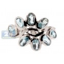 925 Sterling Silver 2.80 ct Blue Topaz Flower Womens Ring