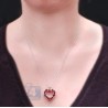 Womens Garnet Heart Pendant Necklace Sterling Silver 6.50ct