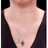 Womens Garnet Cross Pendant Necklace 925 Sterling Silver 3.0ct