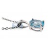 Womens Blue Topaz Drop Pendant Necklace 925 Sterling Silver