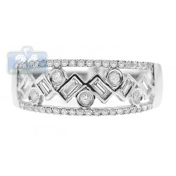 14K White Gold 0.49 ct Baguette Diamond Womens Vintage Band Ring