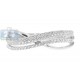 14K White Gold 0.30 ct 3 Row Diamond Criss Cross Band Ring
